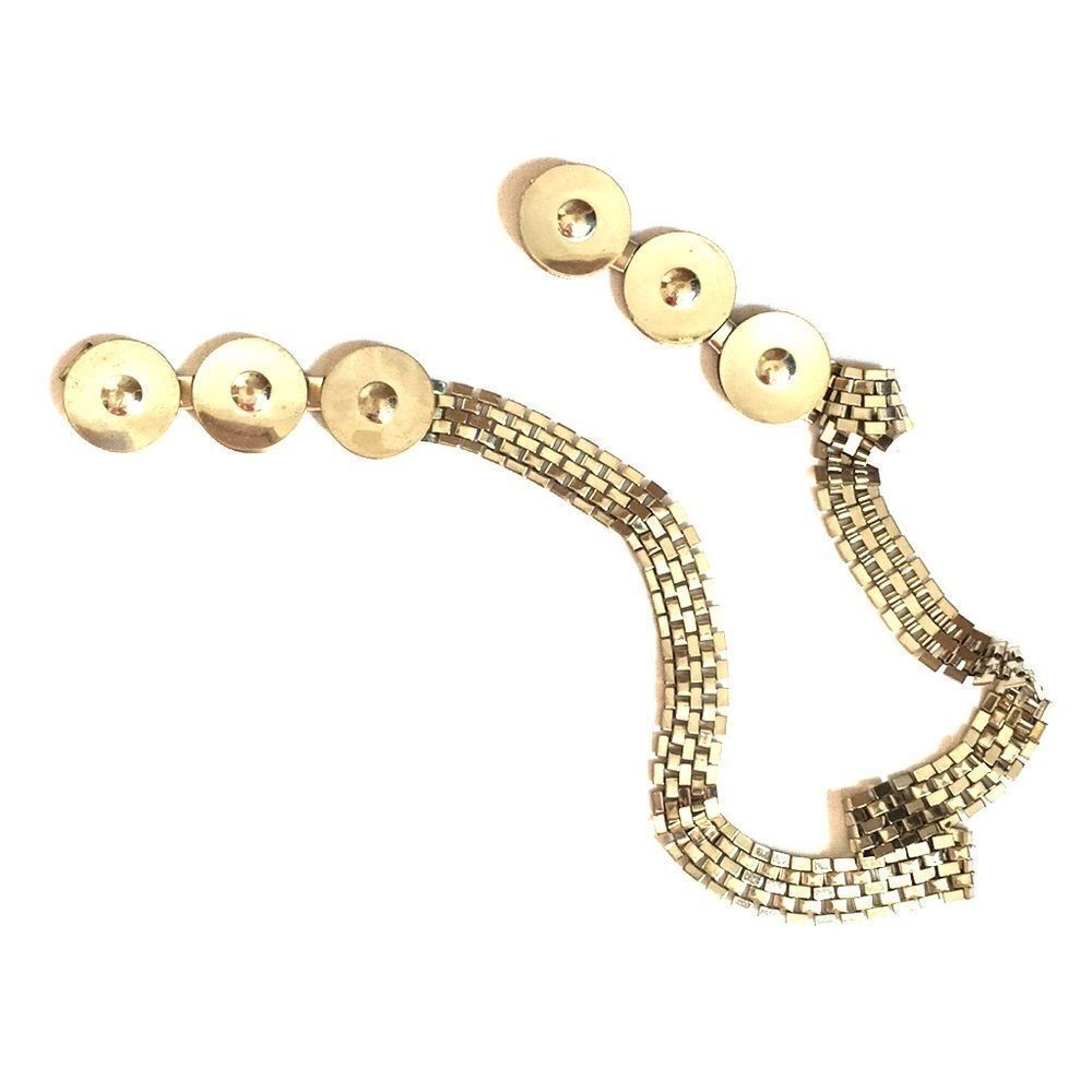 Vintage retro gold tone disc stretch belt